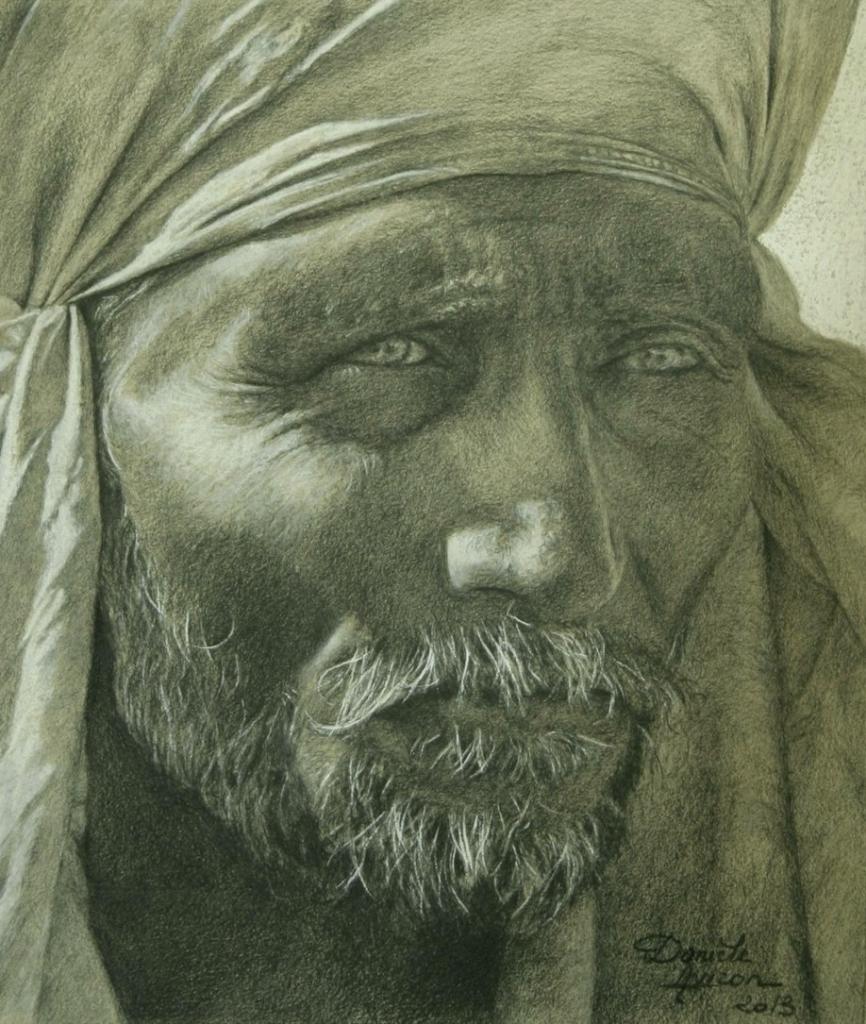 Le Sadhu (Techniques mixtes sur papier aquarellé 27 x 24 cm )